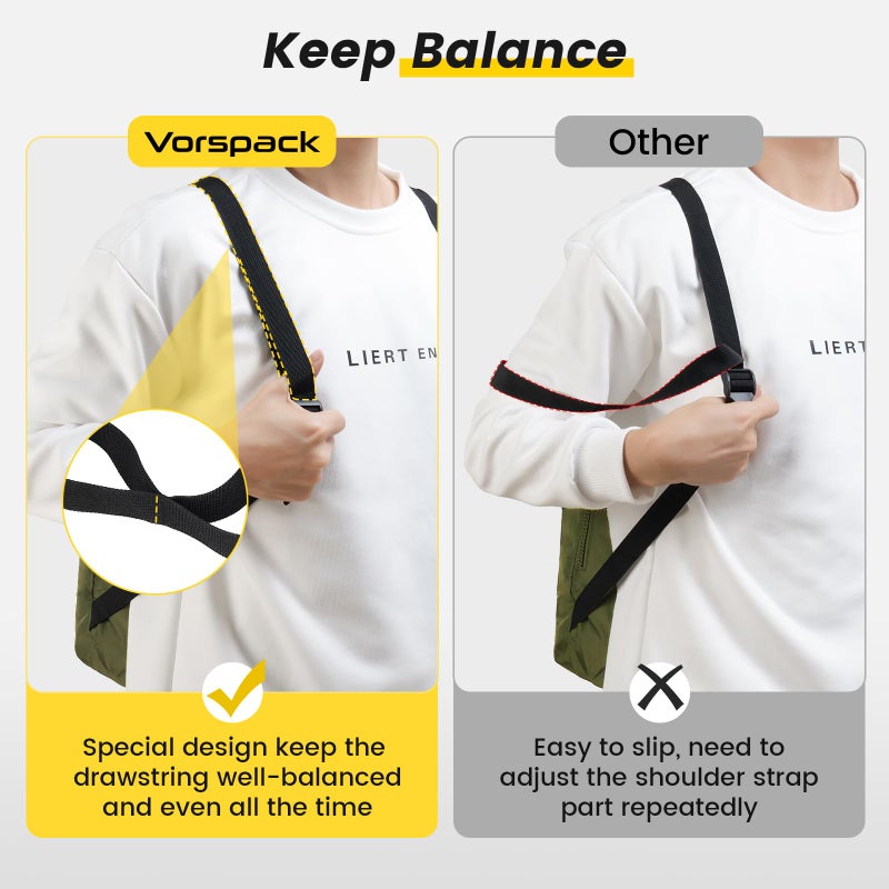 Vorspack حقيبة ظهر قابلة للسحب مقاومة للماء حقيبة رياضية مع جيب جانبي للرجال والنساء - أخضر - Image 5
